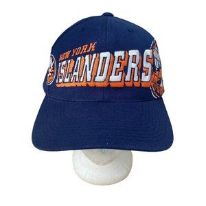 Vtg New York Islanders Sports Specialties Cage Script Snapback Hat Cap HTF